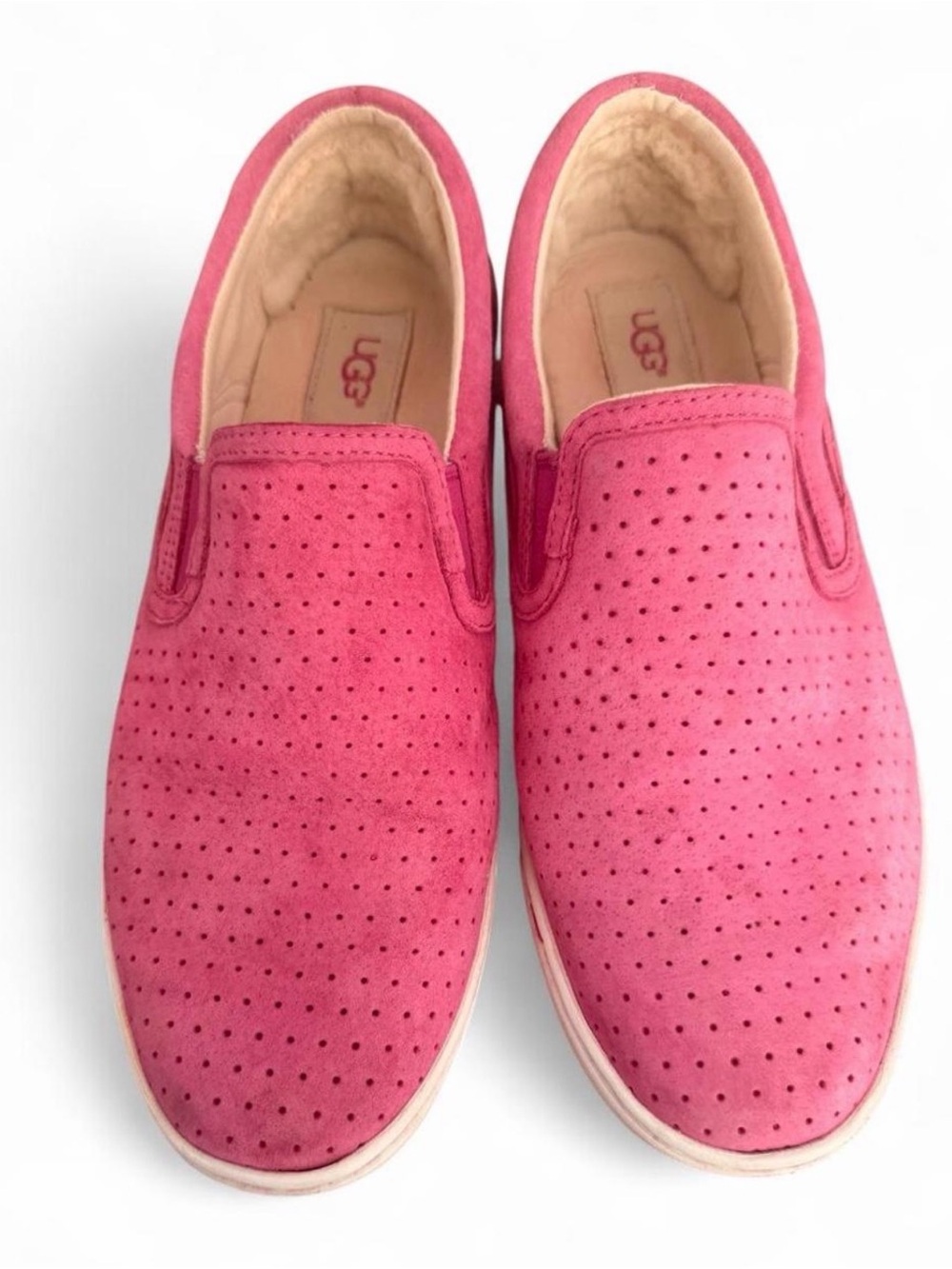 UGG Adley Perforated Slip-On Sneakers Pink Suede Womenโs Size 10